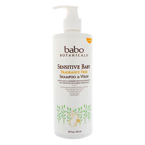Sensitive Baby Shampoo And Wash Fragrance Free By Babo Botanicals, 16 Oz